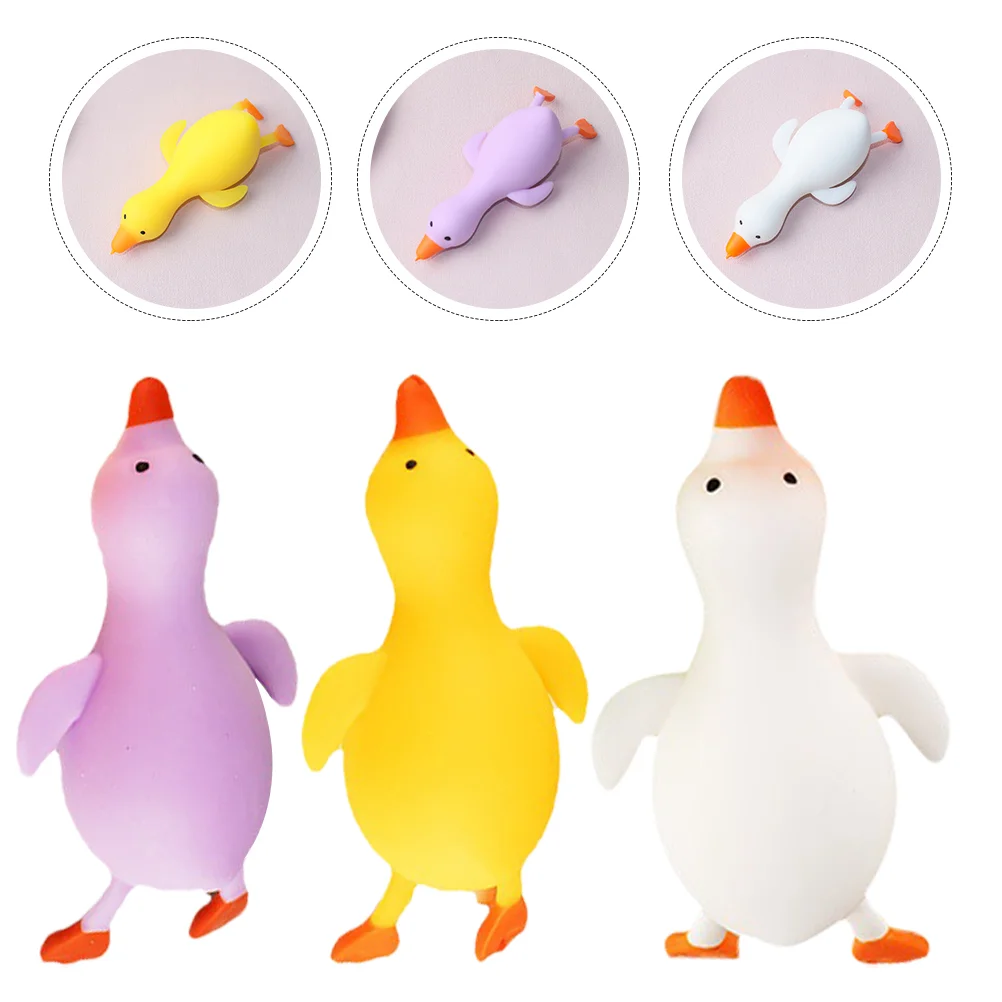 

3 Pcs Funny Squeeze Toys Pressure Gifts Duck Stretchy Cartoon Small Squeezing