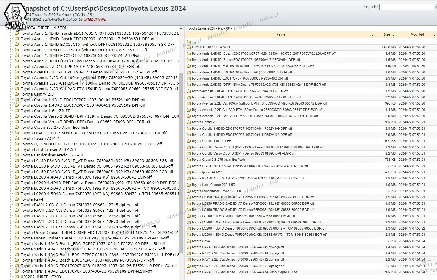 Для Toyota Lexus | Стандартный файл Прошивка ECU Origin HGWU Immo Off и файлы MOD.CUW.BIN-файлы 20779 около