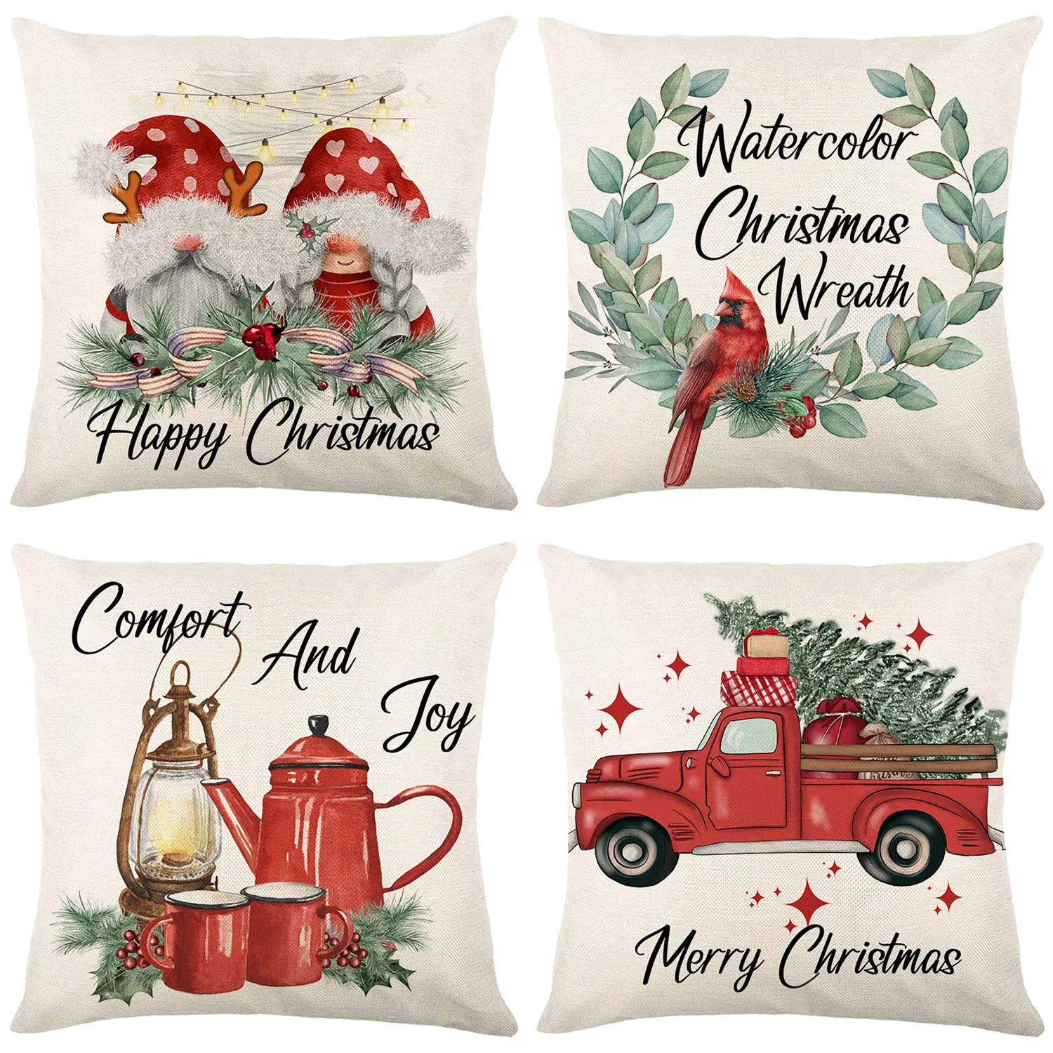 

Christmas Decorative Pillowcases Home Decor Couch Cushion Cover Christmas Decorations Pine Branches Wreath 45x45cm Pillow Cover