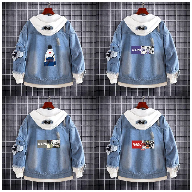

Itachi Akatsuki Naruto Sweatshirts Hoodies Sharingan Denim Jacket Men Outerwear Coat Oversized Hooded Cool Uchiha Sasuke Jacket