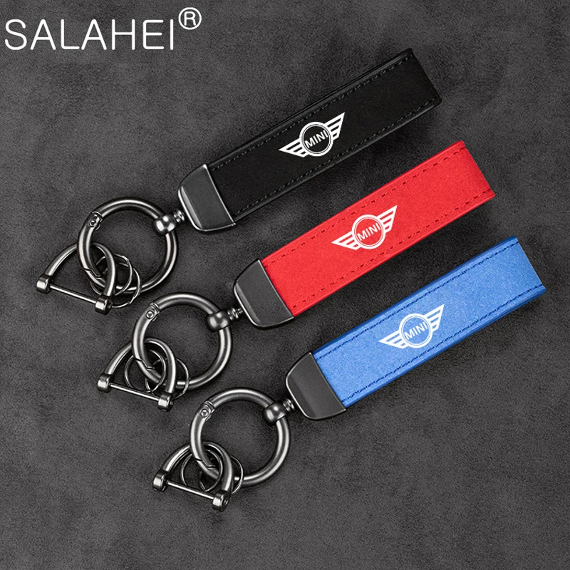

Car Styling Keychain Suede Leather Keyring Metal Buckle Key Chain Gifts For BMW Mini Cooper One S JCW R55 R56 Auto Accessories