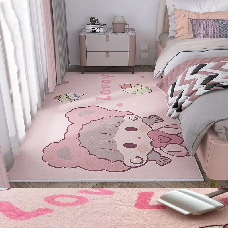 

Bedroom Carpet Cartoon Girl New Home Decor Living Room Carpet Fluffy and Soft Pink Room Decor Rug Infant Crawling Mat Cute Rug