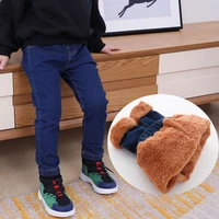new fashion autumn winter childrens fleece warm pants thick warm boys jeans baby girl boy jeans trousers