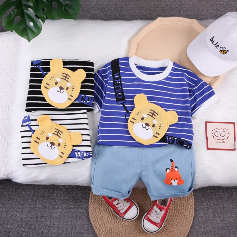 Новинка; Летний комплект одежды для малышей; Футболка с рисунком для маленьких мальчиков и девочек; Шорты; Комплект из 2 предметов; Повседнев...