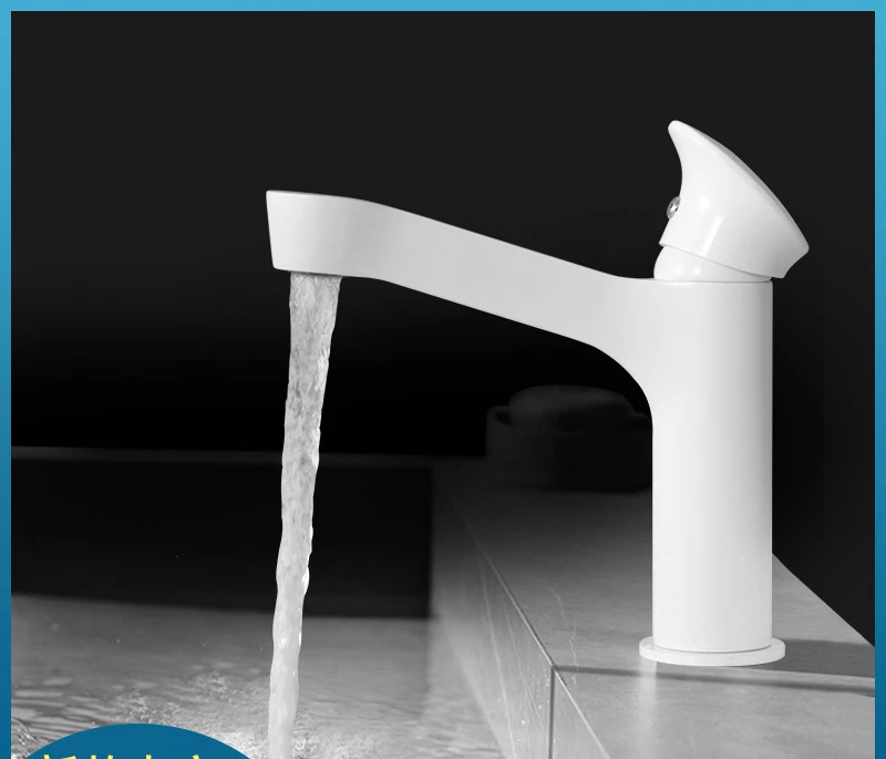

New Copper Basin Faucet Bathroom Bathroom Cabinet Sink Drop-in Sink Hot and Cold Faucet White
