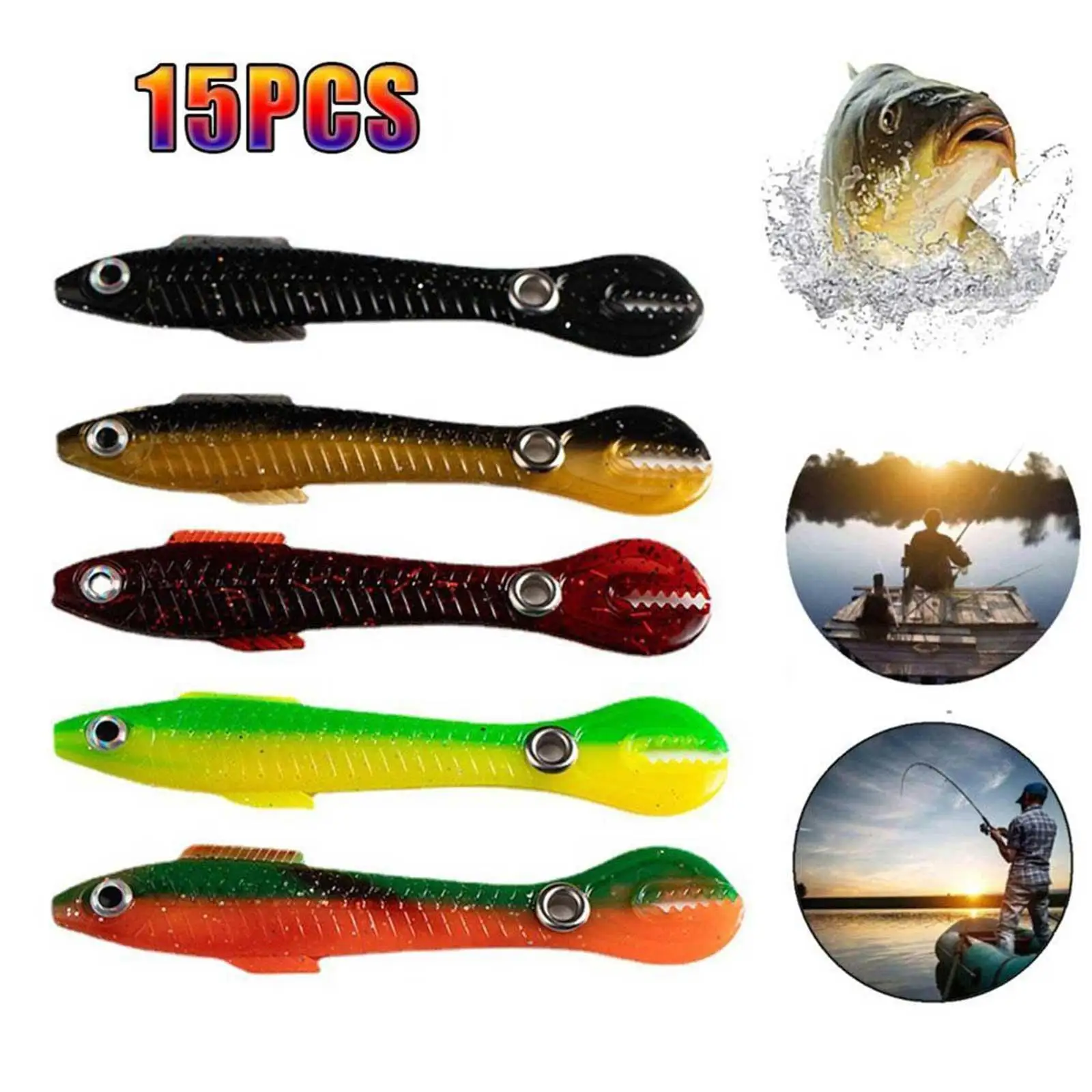 

6g 10cm 15pcs Loach Baits Bass Pike Trout Soft Fishing Bait Bouncing Lure Simulation Bionic Silicone Tail Wobbler Lures