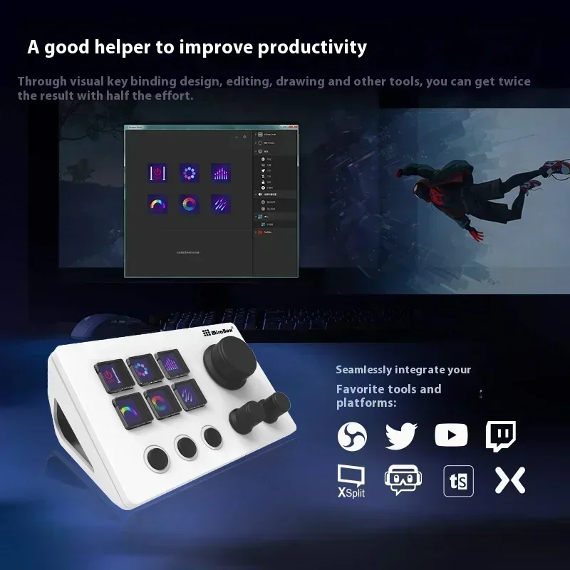 Mirabox N3 Streamdeck 12-клавишная мини-визуальная клавиатура с тремя многофункциональными
