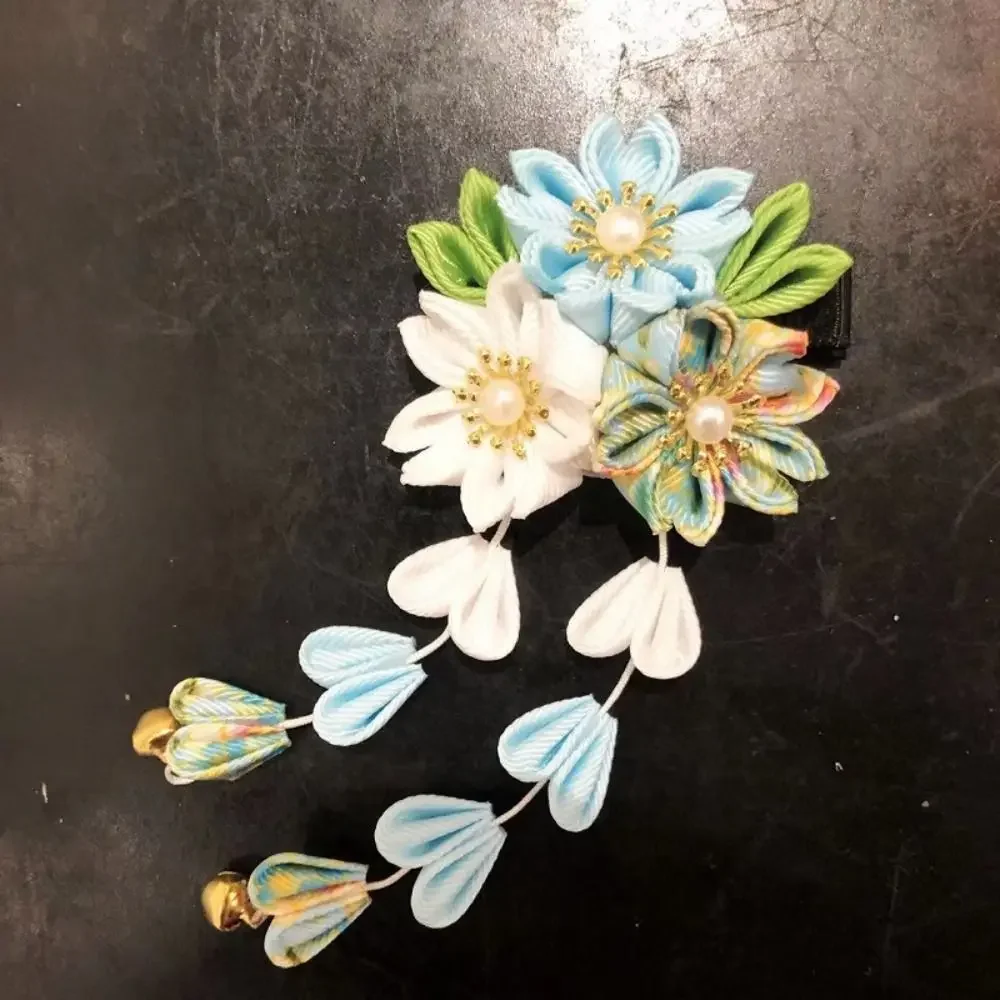 Японское кимоно из ткани с цветком складной веер детские аксессуары для волос