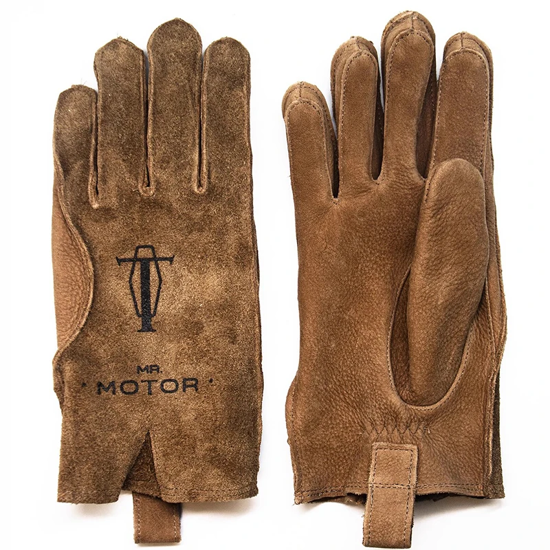 

Outdoor Motorcycle Gloves Punk Riding Full Finger Gloves Men's Vintage Brown Black Motorbike Protective Gear Motocross Gloves