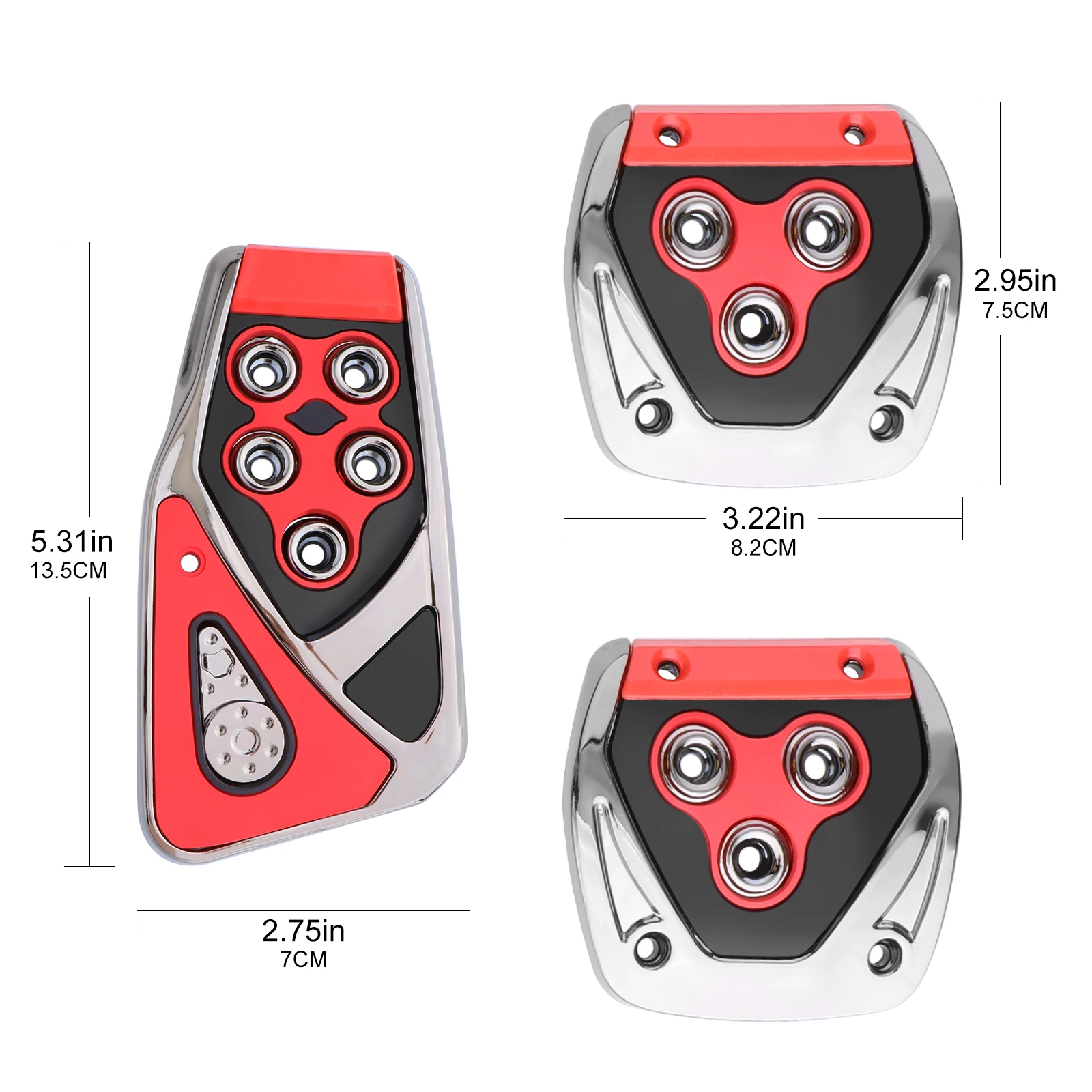 

3X Universal Non Slip Stainless Steel Brake Clutch Foot Pedals