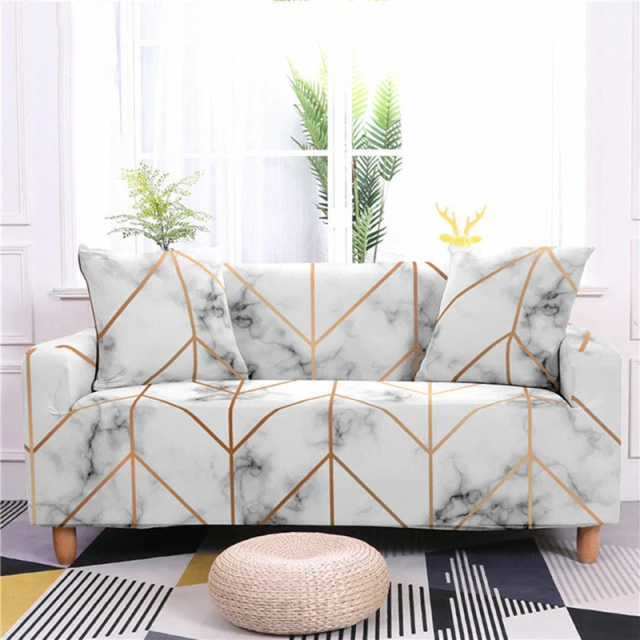 

Marble Pattern Elastic Sofa Covers Elastic Strech Sofa Cover Protector Anti Slip Corner Sofa Cover Universal Sofa Slipcovers