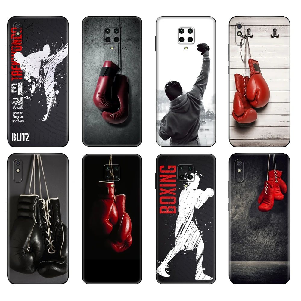 

Черный чехол из ТПУ для Xiaomi Redmi 7A, 8, 8A, 9, 9A, 9C, чехол для Redmi Note 8T, 8 Pro, T, Note 9, 9S, 9 Pro, чехол, прочные боксерские перчатки