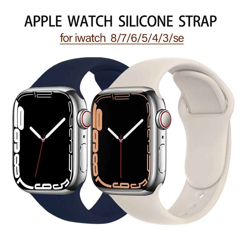 

Silicone Strap For Apple Watch Band 44mm 45mm Correas Ultra 49mm 41mm 40mm 42mm 38mm Bracelet iwatch Series 7 Se 3 4 5 6 8 Band