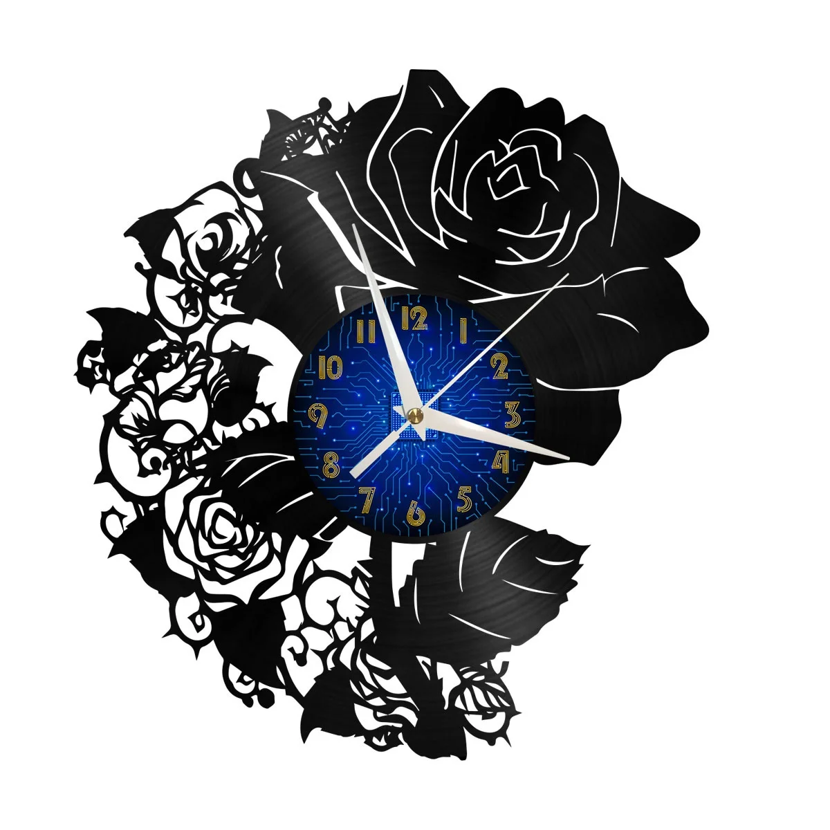 

Rose Flower Vinyl Wall Clock, Vinyl Record Clock Wall Art Silent & Non-ticking
