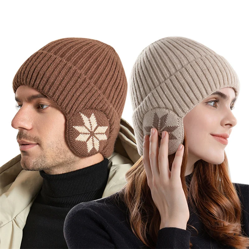 

Winter Warm Knitted Wool Hat Padded Thickened Hat Korean Fashion Outdoor Cycling Ear Protection Head Cap