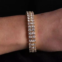 hip hop 4mm 2 row cubic zirconia tennis chain bracelet with new spring clasp bling iced out cz jewelry gift for men dropshipping