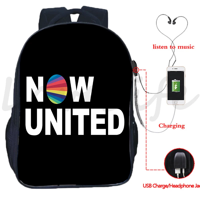 

Now United Backpack Teens School Bags USB Charging Rucksack Boys Girls Bookbag Kids Knapsack Men Women Bagpack Travel Bag gifts