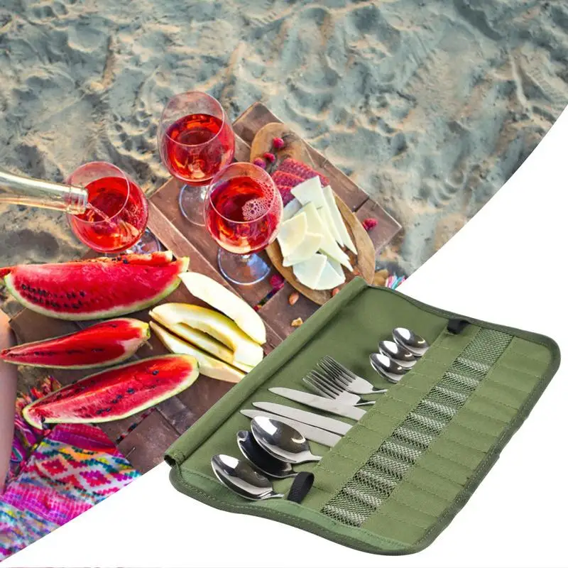 Уличная сумка для хранения посуды кемпинга барбекю столовых приборов