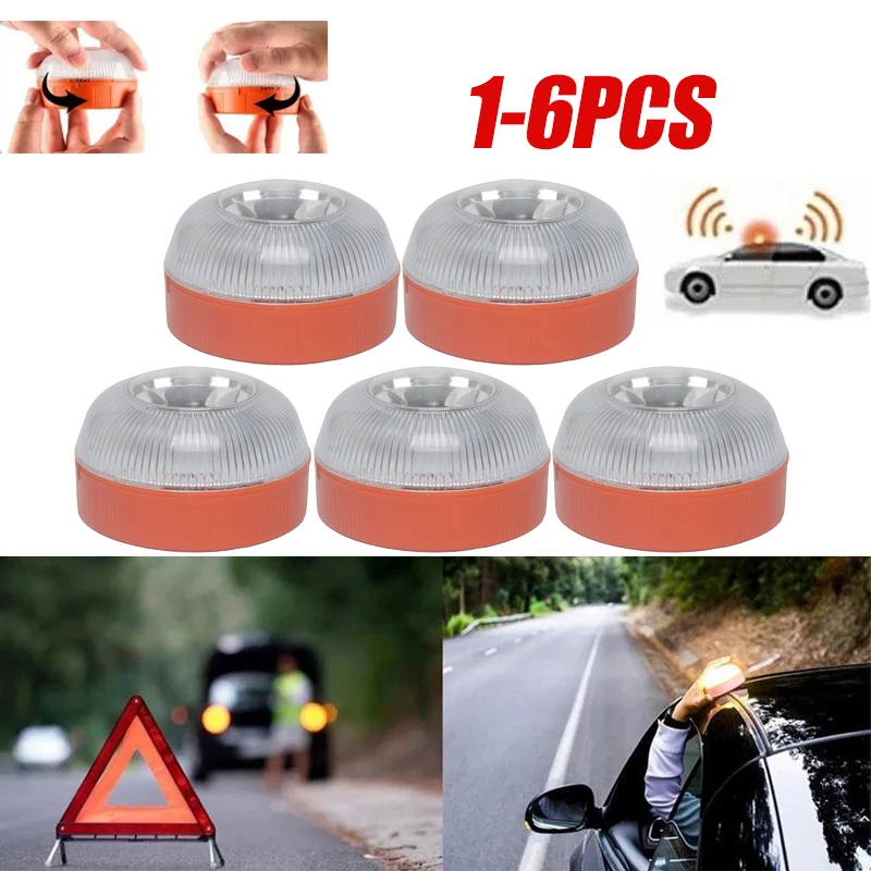 

1-6Pcs V16 Dgt Rechargeable Light Homologated Car Emergency Help Flash Beacon Magnetic Induction Strobe Flashing Warning Light