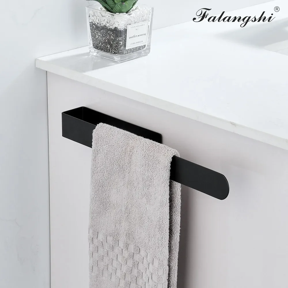 

NEW2023 Stainless Steel Towel Storage Holder Punch Free Black Towel Rack Towel Hanger Bathroom Paper Holder WB8711