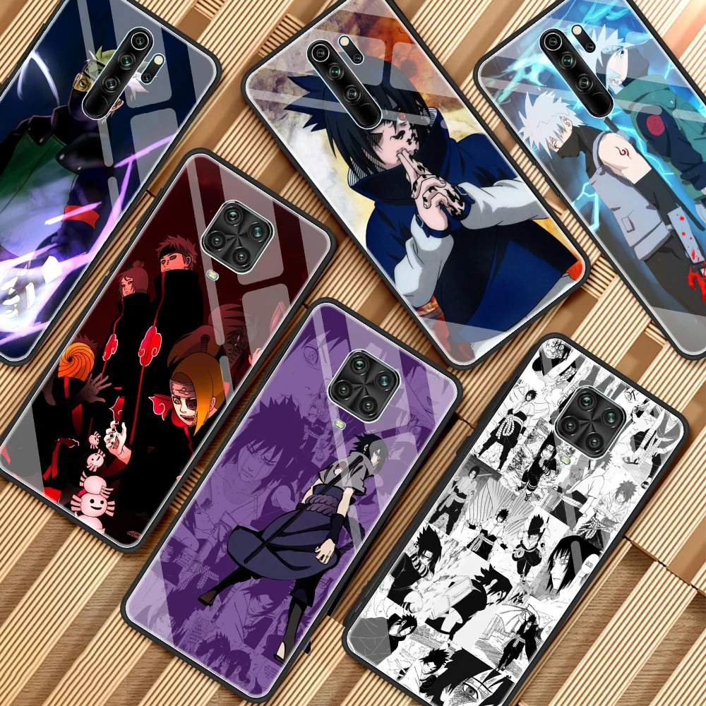 

Glass Case for Xiaomi Redmi Note 9S 10 8Pro 9 4G 9C Antiscratch Phone Shell Poco X3 NFC 11 10T Lite Cover Naruto Sasuke Cool