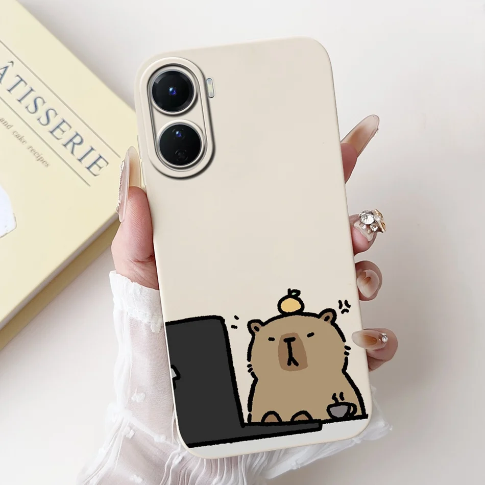 ДЛЯ Vivo Y16 Y56 элегантная печатная искусственная Мягкая силиконовая защитная