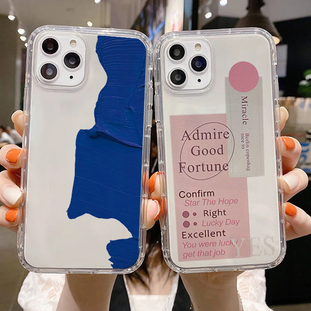 

Transparent Cases For iPhone11 Pro Max Mini 13 12 Pro Max X XR XS Max 8 7 6 6S Plus SE 2020 Blue Pigment Soft Silicone Cover
