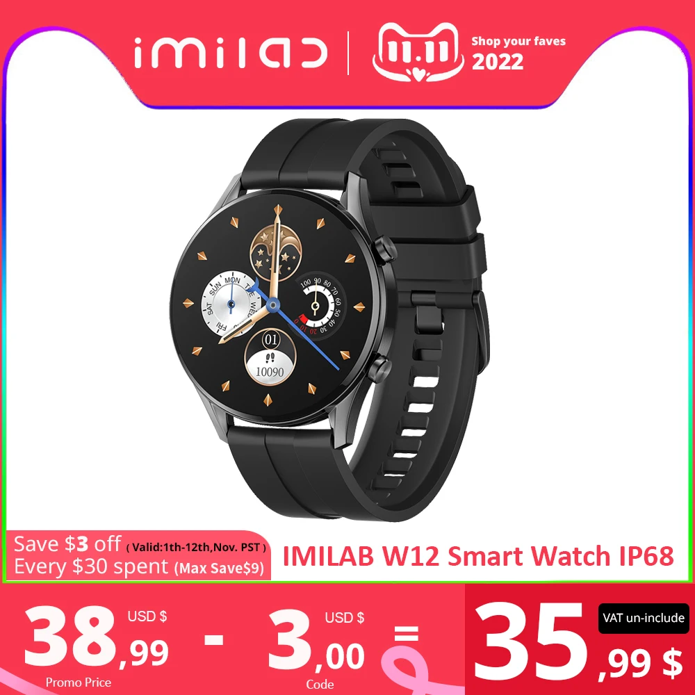 

IMILAB W12 Smart Watch Man Woman Smartwatch Fitness Tracker Sleep Heart Rate Monitor IP68 Sport Watches Band For Iphone Xiaomi