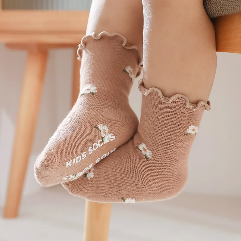 

Детские длинные хлопковые носки; Весенние кавайные носки принцессы с цветочным принтом для маленьких детей