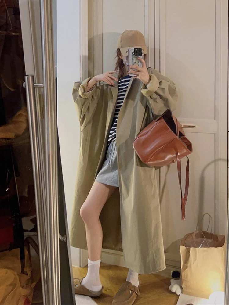 Свободное повседневное пальто в британском стиле для женщин осень 2023 новый плащ