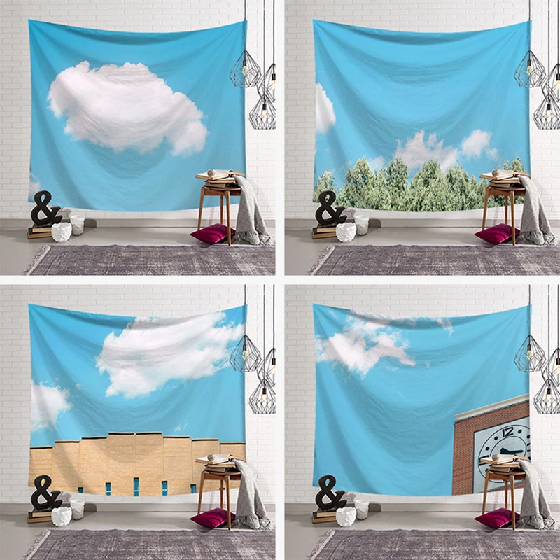 

Ins Tapestry Aesthetic Blue Sky White Clouds Tapestry Wall Hanging Beautiful Scenery Wall Art Tapestry for Bedroom Bedside