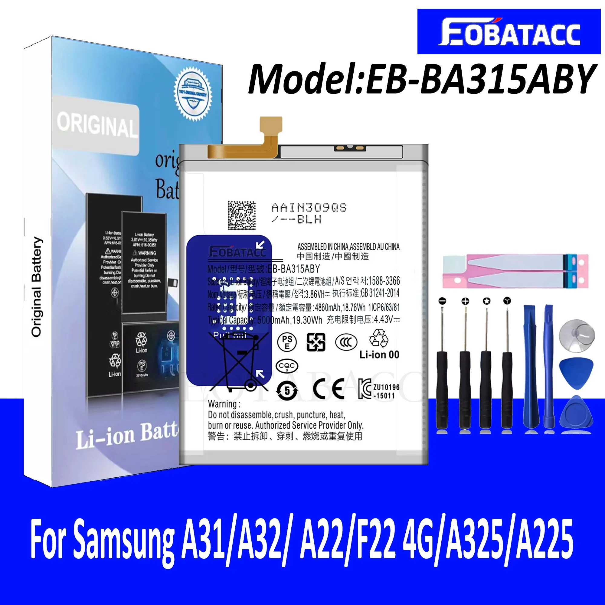 EOATABACC Совершенно новый сменный аккумулятор EB-BA315ABY для Samsung Galaxy A31/A32/A22/F22 4G/A325/A225