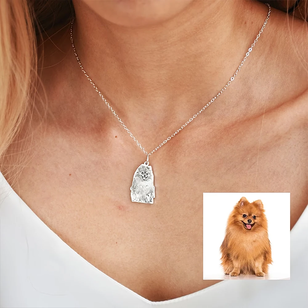 

Personalized Pet Photo Disc Necklace For Women Tiny Cat Name Pendant Necklaces Custom Animal 316L Stainless Steel Jewelry