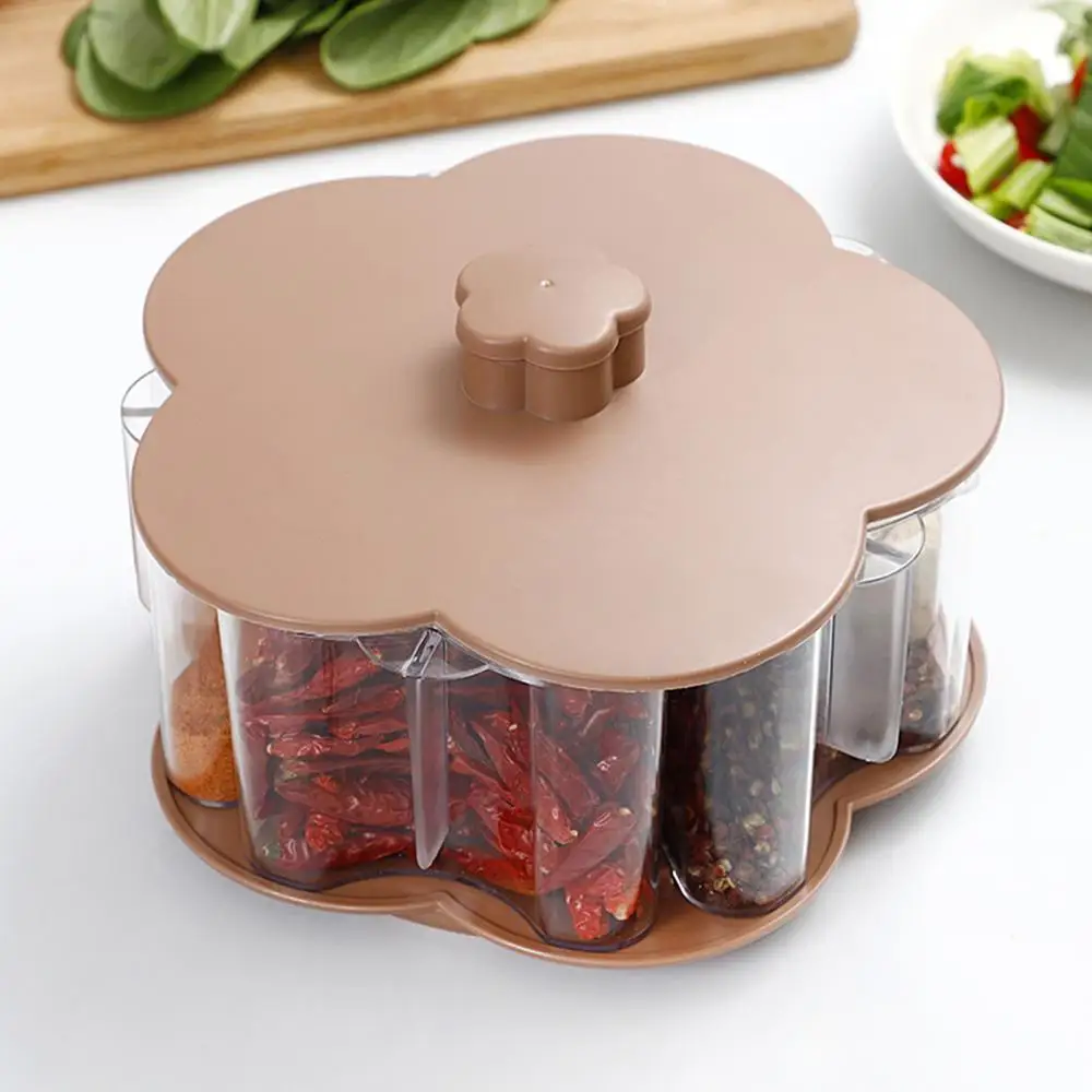 

Kitchen Multifunctional Flower Shape Rotating Seasoning Storage Box Container