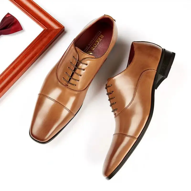

Handmade Men Formal Shoes Leather Business Dress Wedding Flats Man Office Luxury Male Breathable Oxfords Suit Shoes 2023