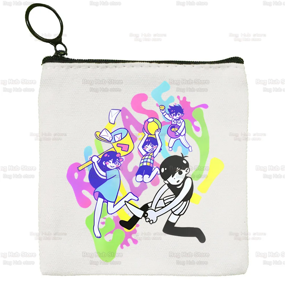 Omori Game Anime Funny Canvas Coin Purse Coin Purse Collection Canvas Bag Small Wallet Zipper Key Bag Hand Gift