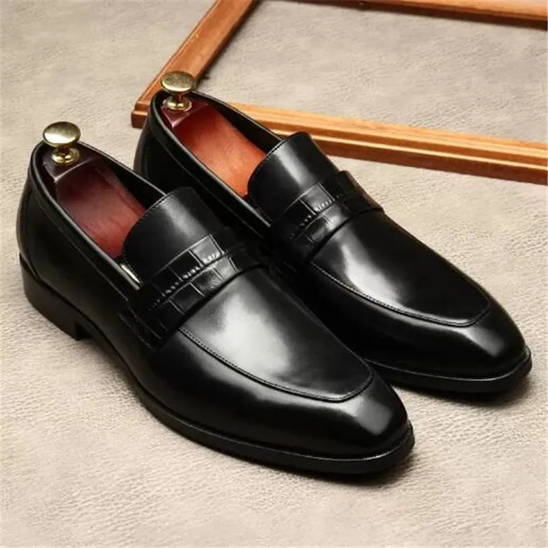 

Мужские классические строгие повседневные Мокасины из натуральной кожи с острым носком