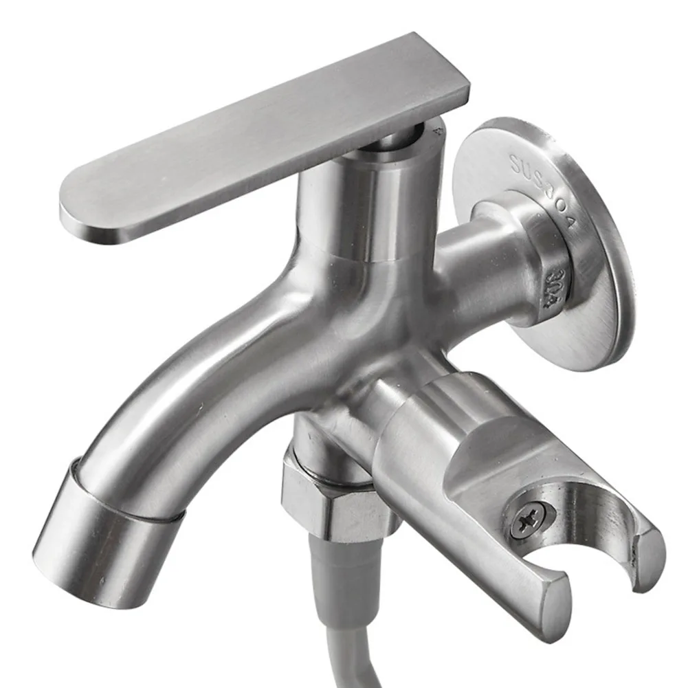 

Faucet Replacement Parts Bibcocks 304Stainless Steel In-wall Outdoor Garden Washing Machine Double Mop Tap Bathroom Fixture 2in1