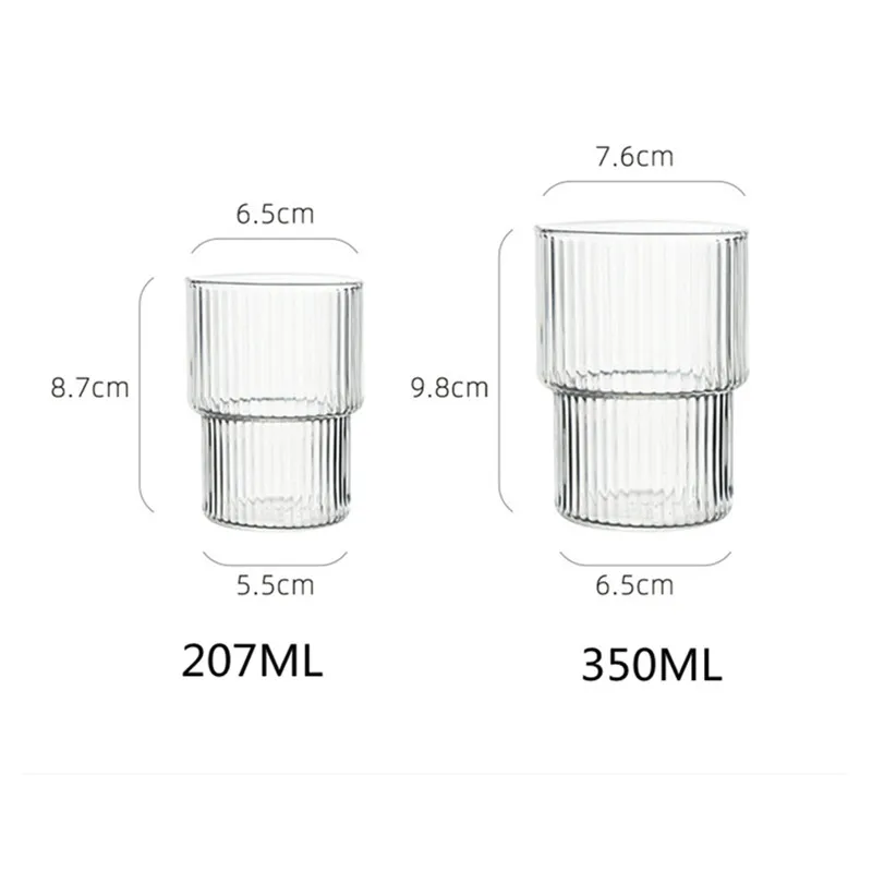 6/4/2/1 упаковка термостойкие стеклянные чашки с вертикальной полосой прозрачные