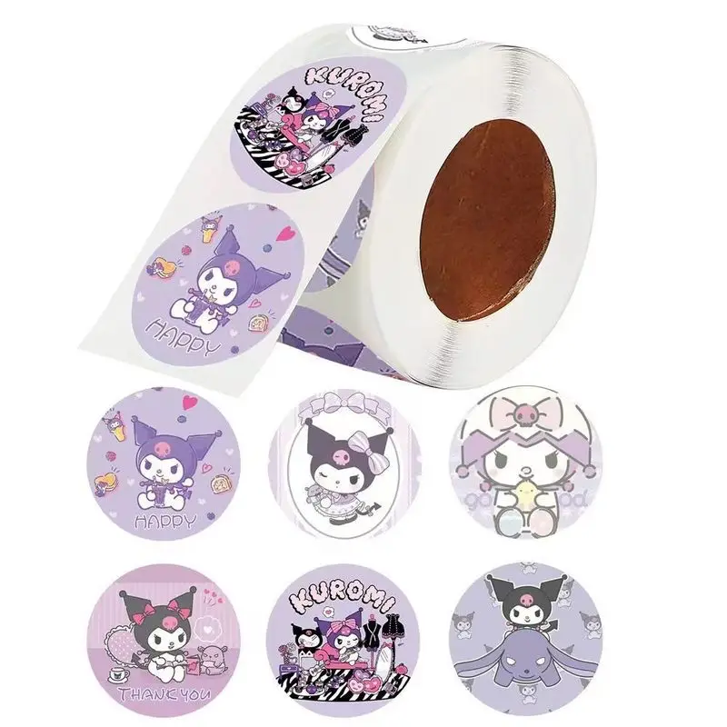 

Sanrio Round Envelope Closure Sticker Kuromi Melody Self-Adhesive Labels Gift Box Stickers Students Kawaii Gifts Nice Stickers