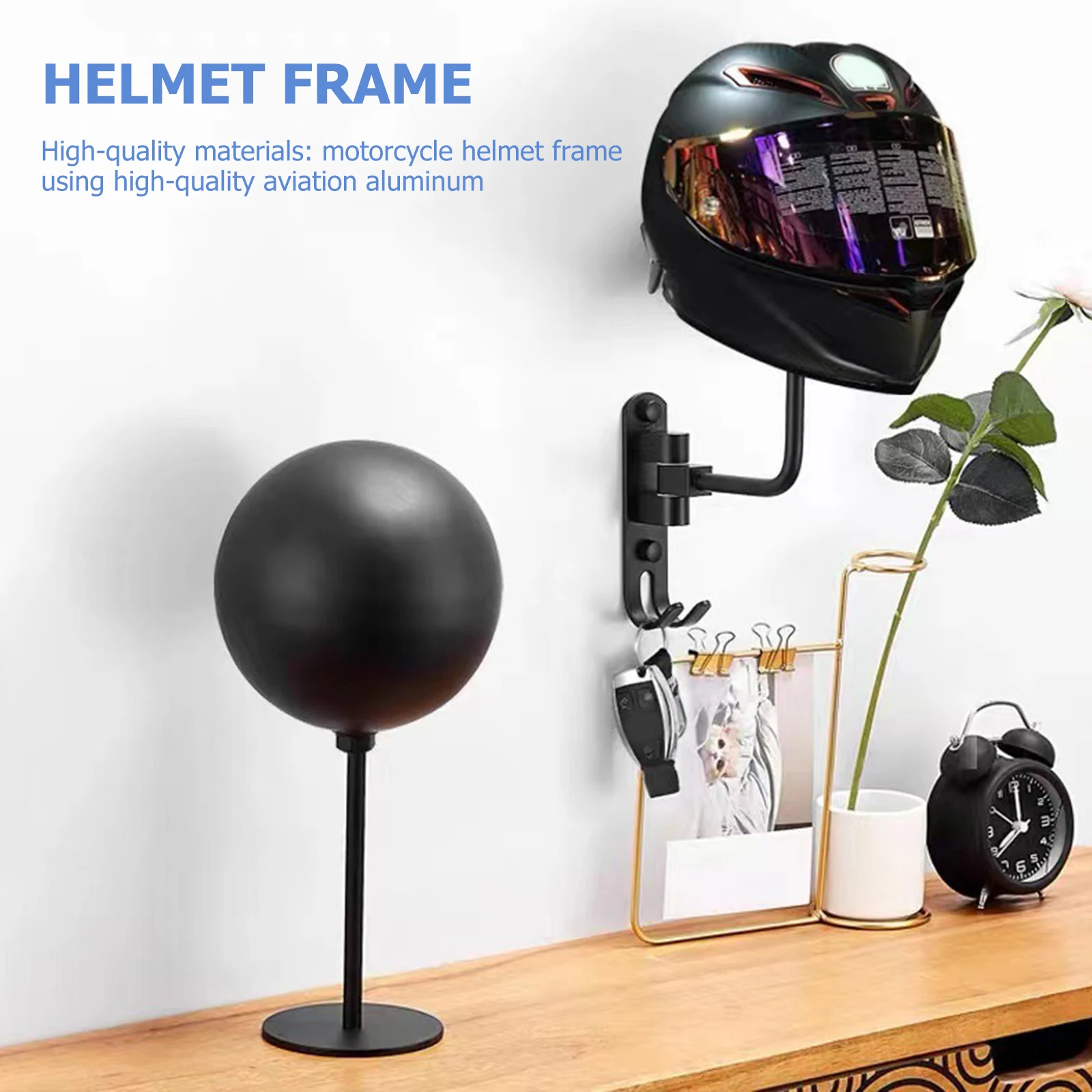 

Motorcycle Helmet Holder Rack Wall-mounted/Floor-standing Bike Helmet Holder Hat Hook Motorcycle Accessories Helmet Stand