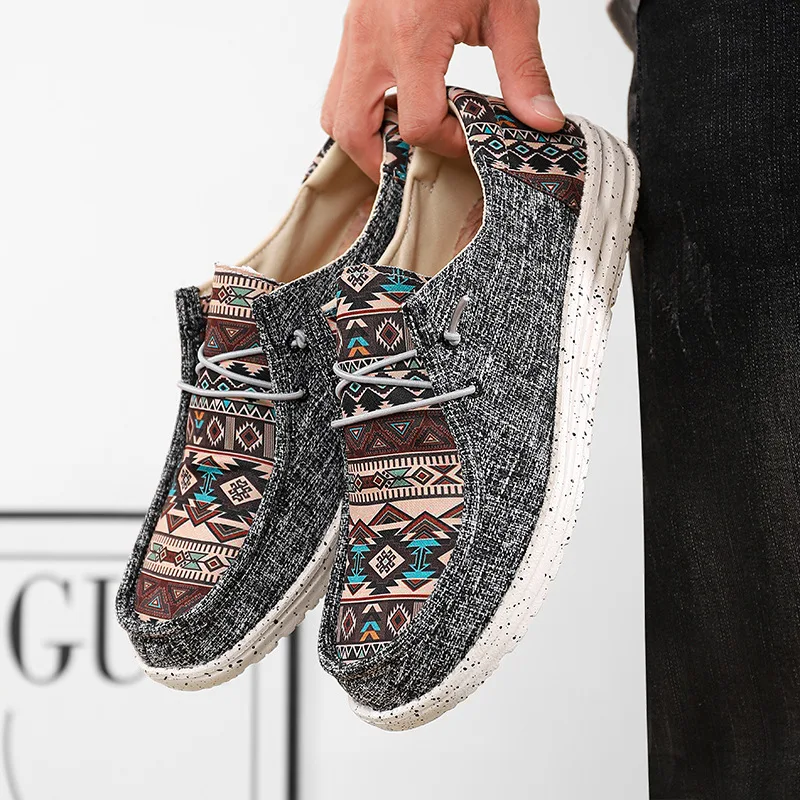 

Bohemian Style Black Men's Canvas Shoes Loafers Summer Comfortable Womens Shoes Flats Casual Shoes for Men Women mocasines 2023