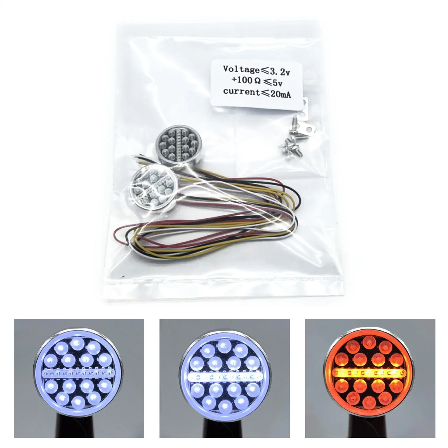 2PCS Degree Spare Parts Metal Shells LED Spotlight for Toy 1/14 RC Tractor Truck Trailer Lorry DIY Crawler Dumper Car Model