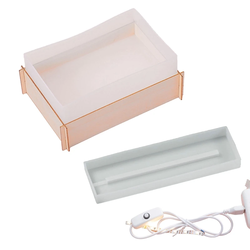 

Rectangular Silicone Mold with USB Cable for DIY LED Light Ornaments Light Base