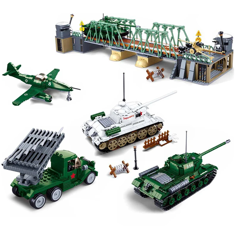 

World war 2 military vehicle tank panzer plane truck model building blocks jeep ww2 German soviet army weapon construction toys