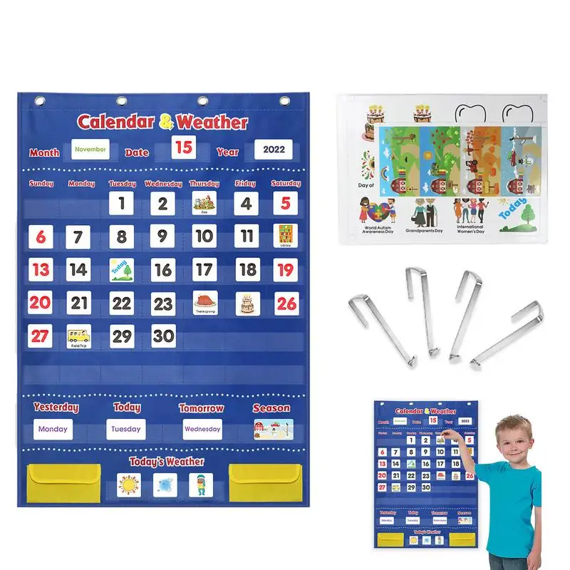 

Monthly Weather Calendars Pocket Chart Monthly Calendars And Weather Pocket Chart With 142 Cards School And Kindergarten