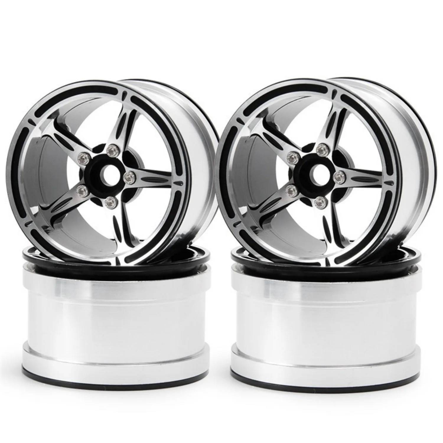 

2.2 Inch Metal Beadlock Wheel Rims Silver for Rc Car TRX4 SCX10 II Wraith 90048 RR10 RC Rock Crawler Black