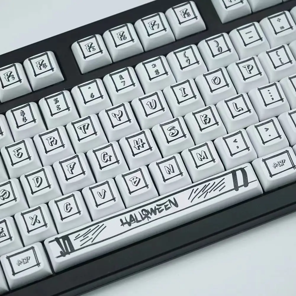 

Черно-белая клавиатура с 132клавишами PBT XDA с надписью граффити, тематические клавиши для MX Switch, механическая клавиатура, клавиши «сделай сам»
