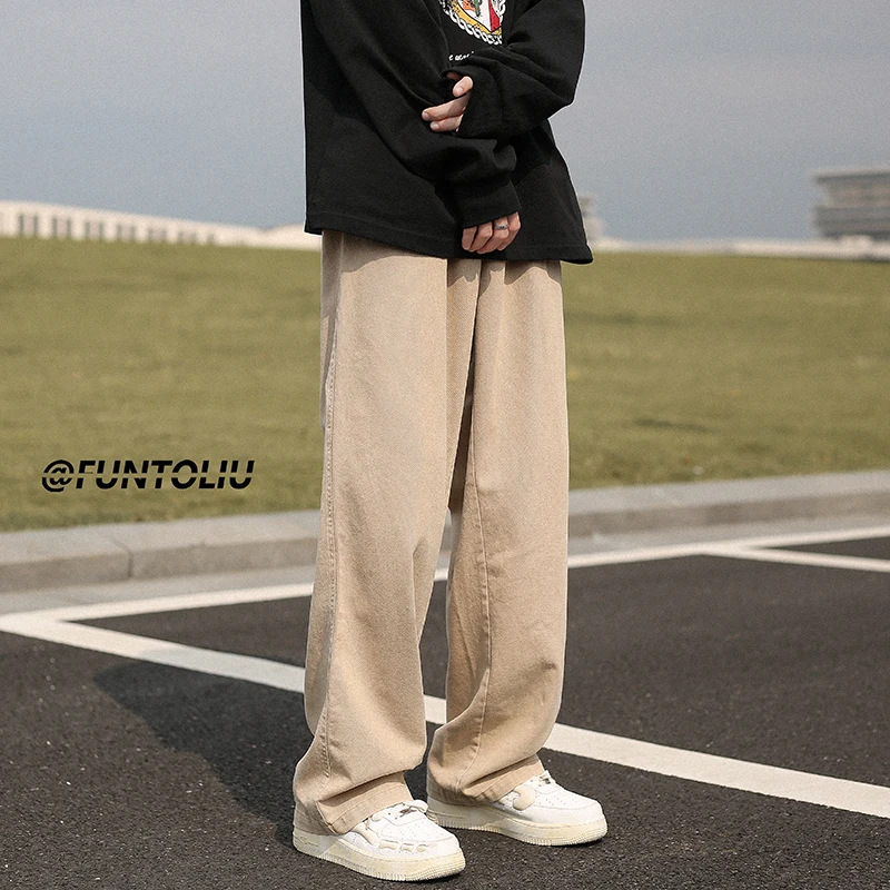 4 Colors Baggy Jeans Men Fashion Oversized Casual Wide Leg Jeans Men Streetwear Hip Hop Loose Straight Denim Pants Mens Trousers