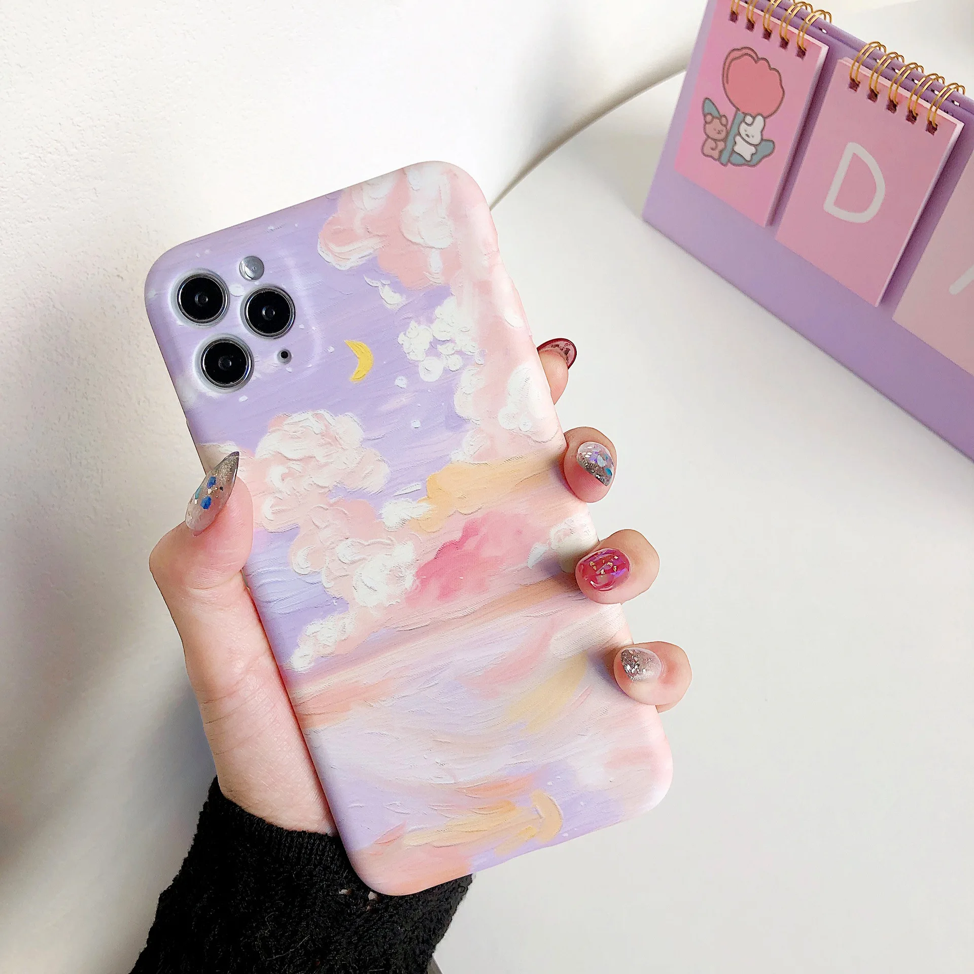 

Retro Night sky moon oil painting art Phone Case for apple iPhone 13 12 11 Pro Max Xr XS Max 7 8 Plus 7Plus case Cute soft cover